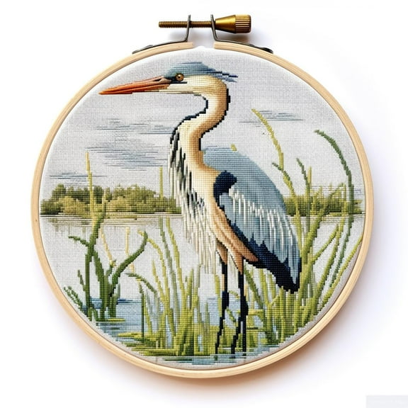 Bird Stamped Cross Stitch Kits for Beginners Easy with Hoop 11CT Needlepoint Embroidery DIY Counted Cross Stitch Kits Art Craft Wall Decor 35x35cm(2)