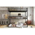thumbnail image 3 of Bellemave Metal Full Over Full Over Full Bunk Bed, Triple Bunk Bed with Ladder and Safety Guardrail, Can be Divided into 3 Bunk Beds for Teens Adults, Heavy Duty Bunkbeds No Box Spring Needed, Black, 3 of 13