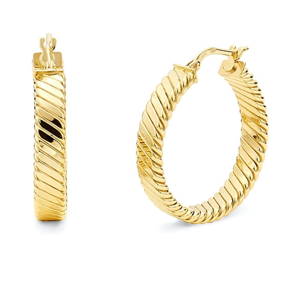 Wellingsale Ladies 14k Yellow Gold Polished 5mm Braided Hoop Earrings (27 x 27 mm)
