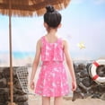 thumbnail image 4 of Shadoumai Girls Swimsuit One Piece Cute Bow Tankini Quick Dry & Stretchy Cute Printed Bathing Suit for Girls Beach Swimwear Spaghetti Strap, 4 of 8