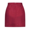 thumbnail image 6 of Deago Women's High Waist Faux Suede Side Split Bodycon Short A Line Mini Pencil Skirt (Red, XL), 6 of 9