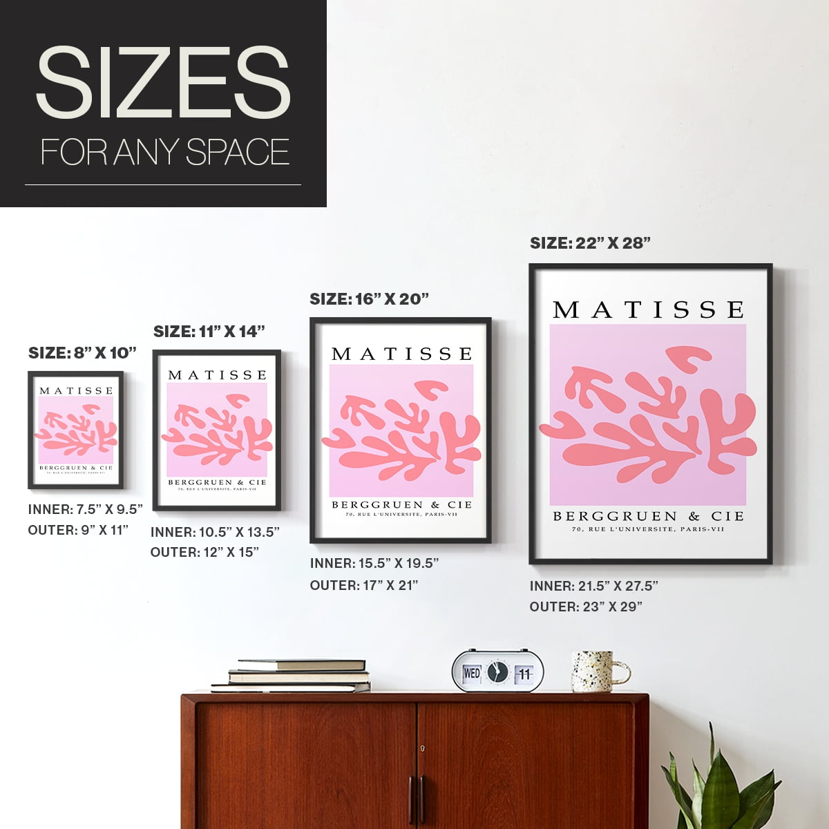Matisse CCCXLII in Black Solid Wood 16 x 20 Framed Print
