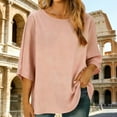 thumbnail image 2 of RXMEKW Linen Batwing Sleeve Loose Top for Women Round Neck Backless Style Solid Color, 2 of 8