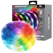 Monster Smart 50ft LED Strip Lights, Multicolor LED Lights for Bedroom, Sound Reactive, App & Voice Control