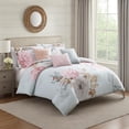 thumbnail image 6 of Benjara King Size 7 Piece Fabric Comforter Set with Floral Prints- Multicolor, 6 of 7