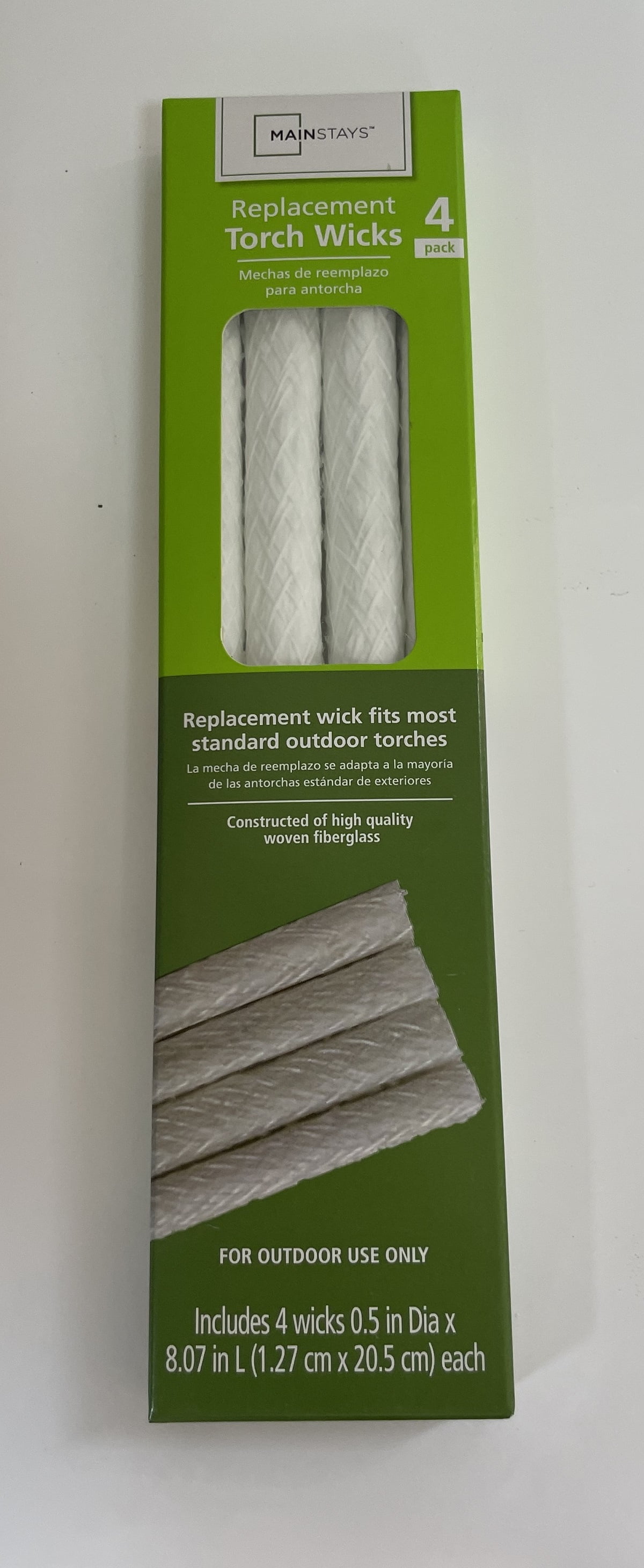 Mainstays 4-Pack 8.07 inch Replacement Fiberglass Torch Wicks White