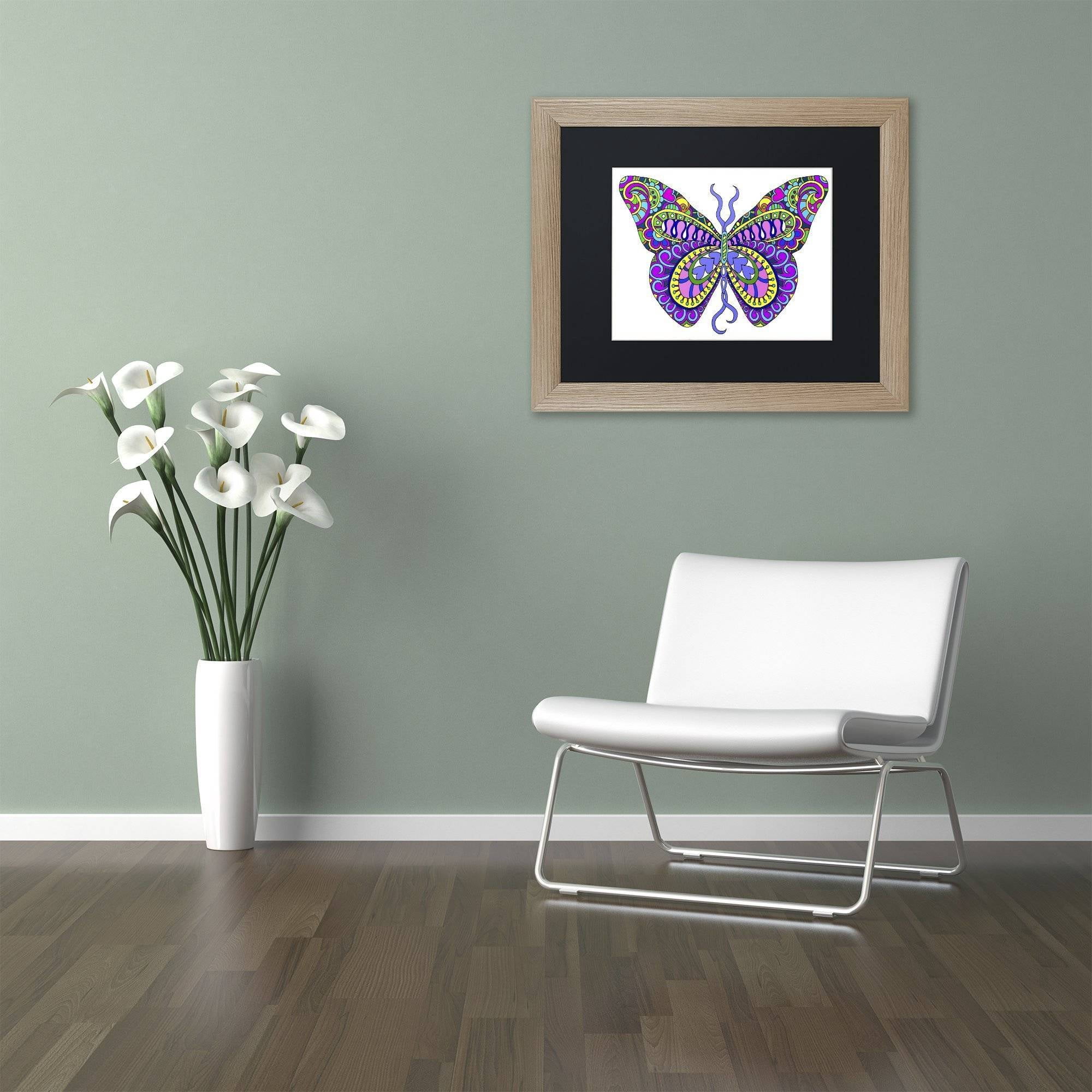 Trademark Fine Art "Bashful Garden Butterfly Blooming" Canvas Art by Kathy G. Ahrens, Black Matte, Birch Frame