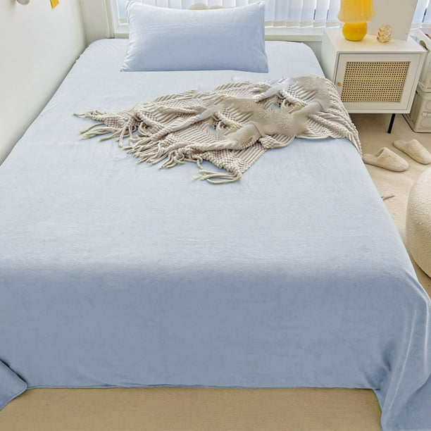 Juego de sábanas de franela suave con funda de almohada, ropa de cama acogedora y mullida, funda de forro polar cálida, tela antiestática, material que no se hace bolos, 160x230 cm para dormitorio,