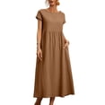 thumbnail image 1 of Vestido midi Zhyaj, holgado, túnica de verano, playa, con bolsillos, algodón, 1 of 7