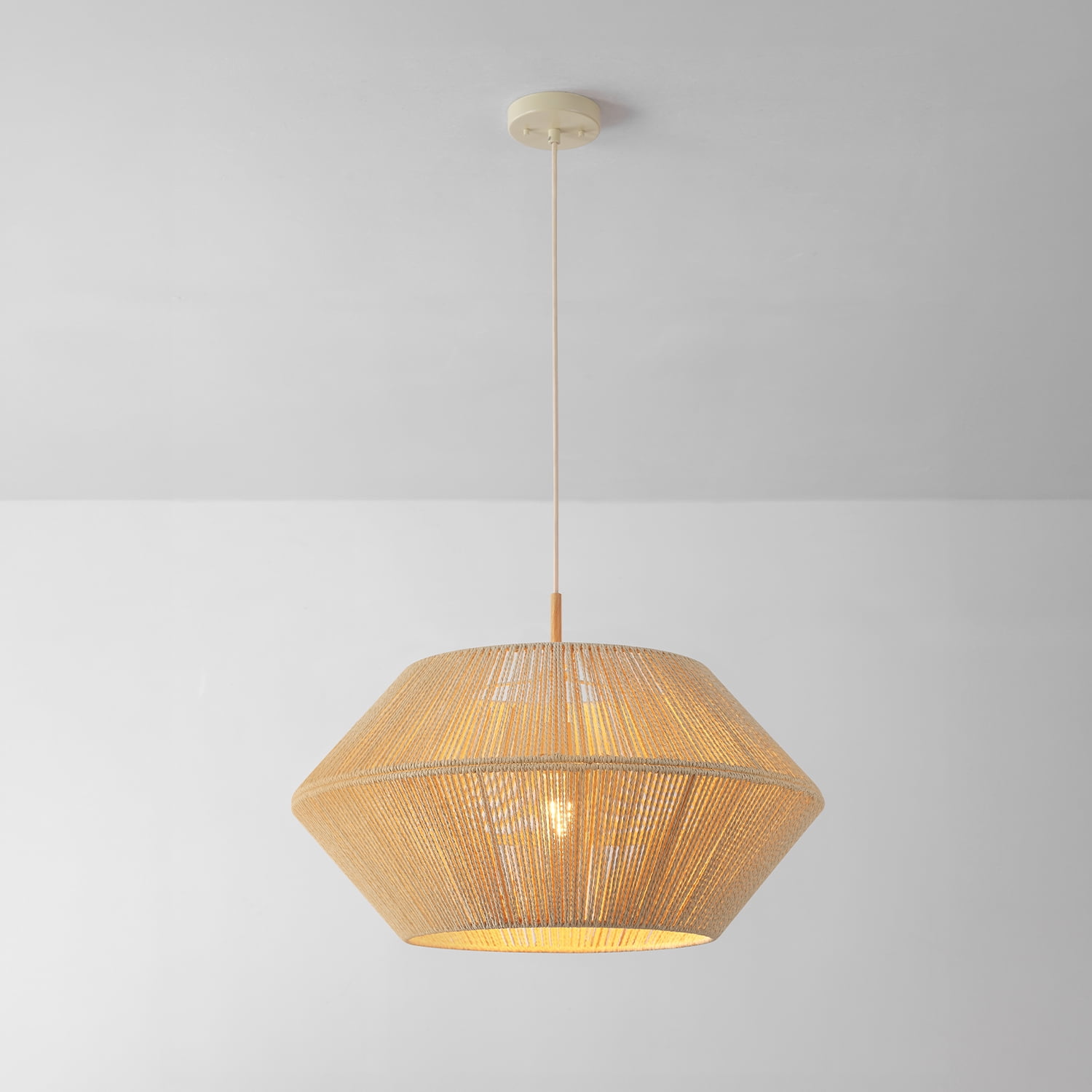 Globe Electric 1-Light Wood Toned Twine Shade Pendant Light