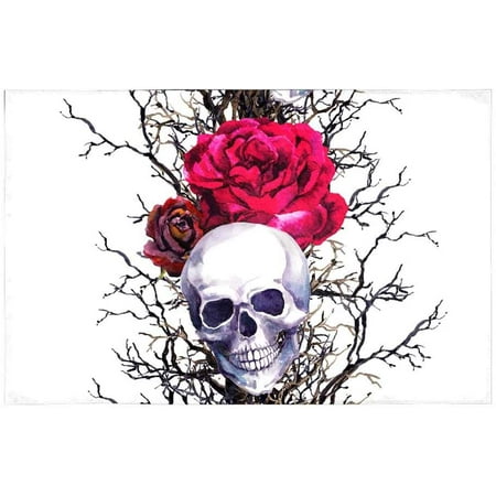 

ECZJNT Skull Roses Placemat Plate Holder Set of 4 Table Mats Protector 12x18 inch