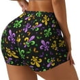 thumbnail image 2 of Fotbe Mardi Gras Carnival4 Seamless Shorts, Womens Workout Shorts High Waist Stretch Booty Short for Gym/Yoga/Running/Biking-Small, 2 of 9