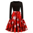 thumbnail image 1 of Robe Formelle pour Femmes Manches Longues Col Rond Robe Élégante Imprimé Halloween Automne Hiver Robe de Soirée, 1 of 6