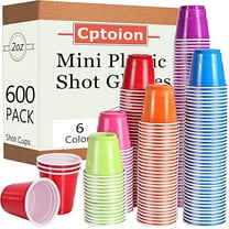 600 Pack Plastic Shot Glasses, 2 oz Disposable Cups, Mini Multicolor Party Cups for Drinking, Tasting, Serving Samples, Birthday Party Supplies, Picnic (6 Colors)