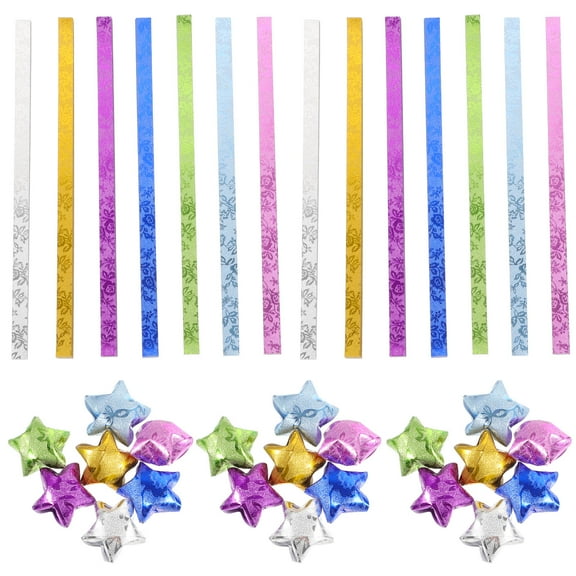 FRCOLOR 140pcs Star Origami Paper Strips Decorative Colored Star Paper Strips DIY Origami Stars Paper Strips