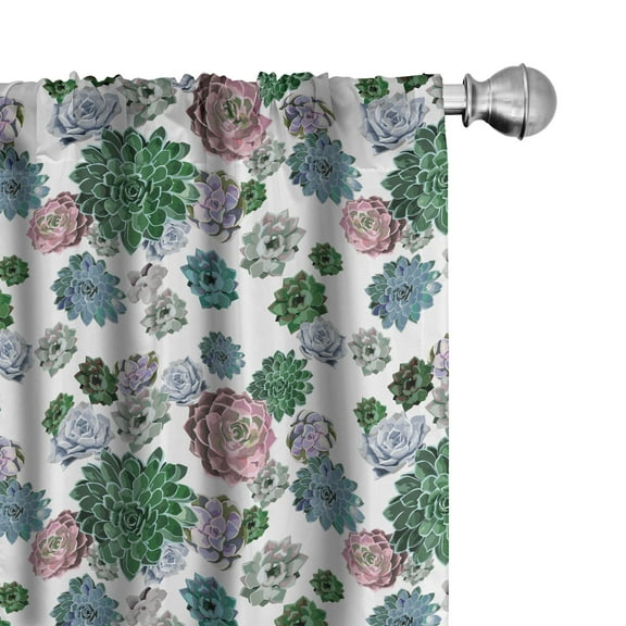Ambesonne Cactus Curtains, Succulent Plants Garden, Pair of 28"x84", Multicolor