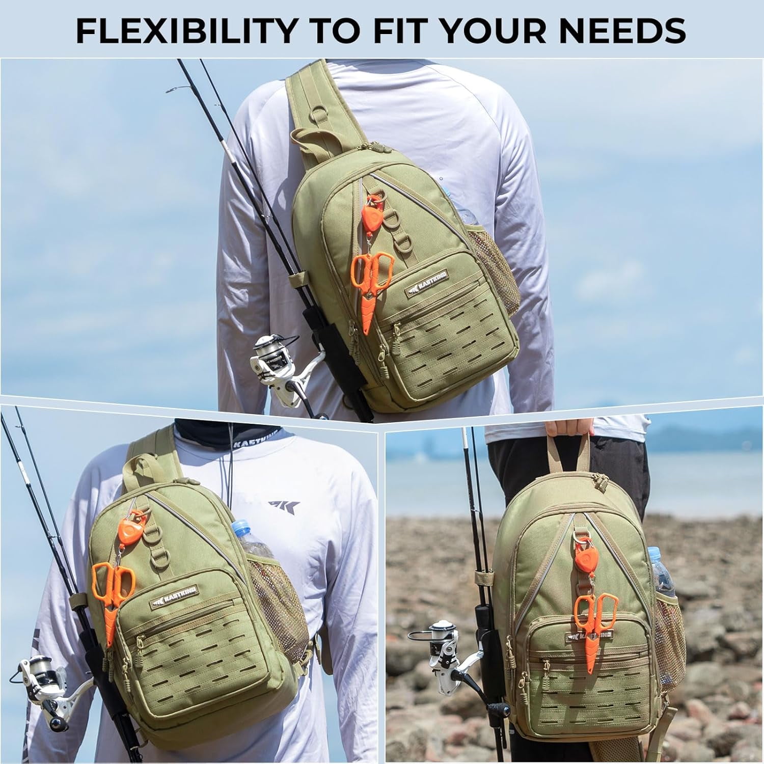 KastKing Karryall Sling Tackle Bag–Fishing Sling Pack,Fishing Backpack With Rod Holder, Gear Storage