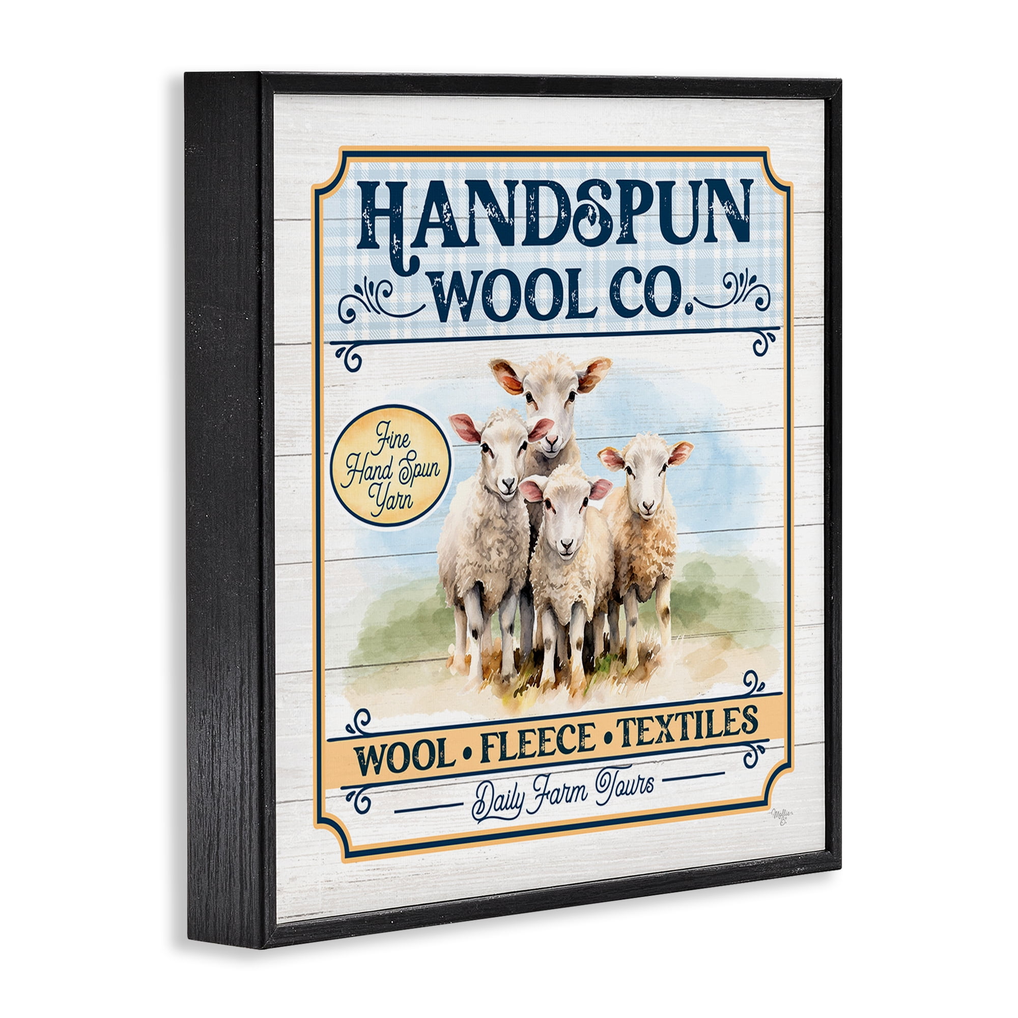 Stupell Industries Handspun Wool Sign Animals & Insects Painting Black Framed Art Print Wall Art, 12 x 12