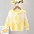 thumbnail image 7 of Girls Fuzzy Sweater Uniforms Sailor Collar Cute Sweaters Sweatshirts Long Sleeve Fluffy Knit Pullover Tops Yellow, 5-6 Y, 7 of 7