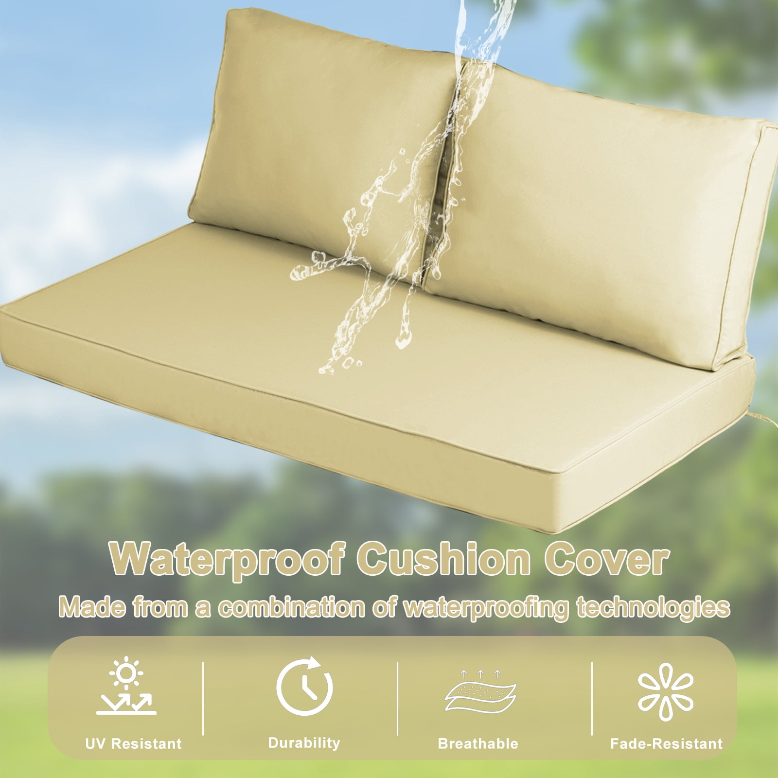 XXLYY Outdoor Loveseat Cushions, 48" x 24", Waterproof Fade Resistant Seat and Backrest Cushion Set for Patio Furniture