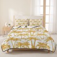 thumbnail image 3 of Quilts Full Size Bedding Set, Yellow Orange Palm Tree Lightweight Quilted Comforter, Summer Tropical Tree Coastal Beach Soft Reversible Bedspread Coverlet with Pillow Covers for All Season, 78" x 90", 3 of 9