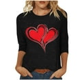 thumbnail image 2 of Cadancy Valentines Womens Tops Love Heart Graphic 3/4 Sleeve Crew Neck Tunic Blouses Pullover Cute Funny Casual Loose Tee Shirts Trendy Vintage Outfits, 2 of 6