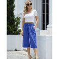 thumbnail image 2 of Womens Cropped Pants Drawstring Waist Wide Leg Lightweight Comfort Capris Casual Vacation Trousers with Pockets, Royal Blue, 3XL, 2 of 9