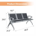 thumbnail image 4 of Kinbor 3-Seat Waiting Room Bench - PU Leather Waiting Room Chairs with Arms Airport Reception Bench, Lobby Bench Seating Office Bench Waiting Area Chairs for Airport Business Hospital Market, 4 of 9