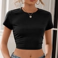 thumbnail image 2 of RKZDSR Womens Crop Top Summer Fashion Y2k Tops Ribbed Slim Fit Tank Top Casual Round Neck Tees Short Sleeve T Shirt Crewneck Y2K Ribbed Knit Slim Fit Crop Top Black XL, 2 of 8