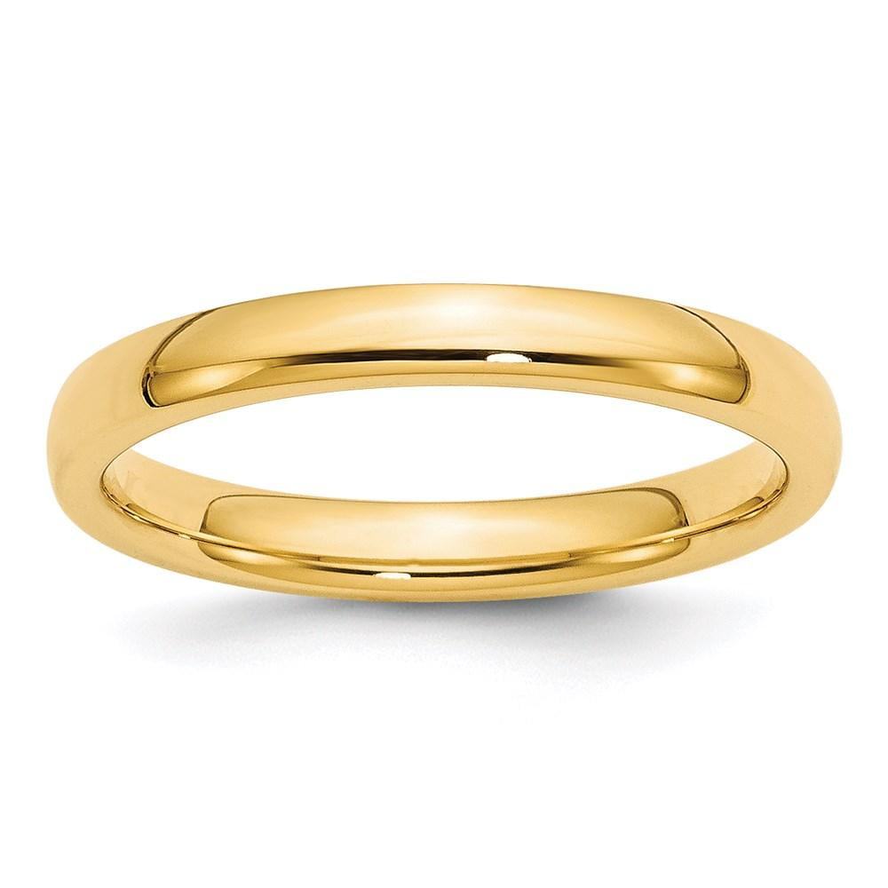 14K Yellow Gold 3mm Comfort-Fit Band Ring 