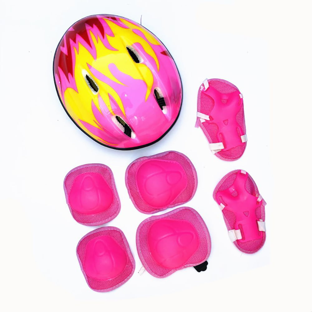 Details about   US Kids Cycling Protection 7Pcs Adjustable Helmet Knee Wrist Guard Elbow Pad Set 