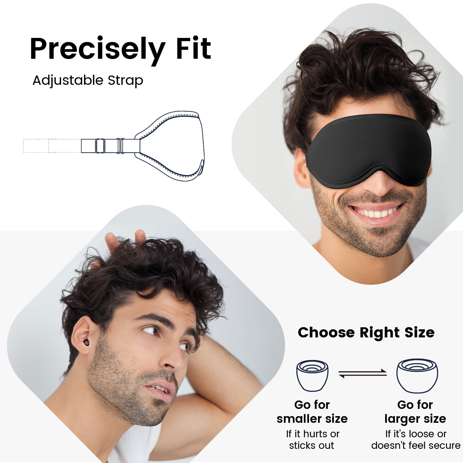 Audree Ear Plugs and Sleep Mask Combo - Serenity Set for Peaceful Sleep and Relaxation, Blue + Black