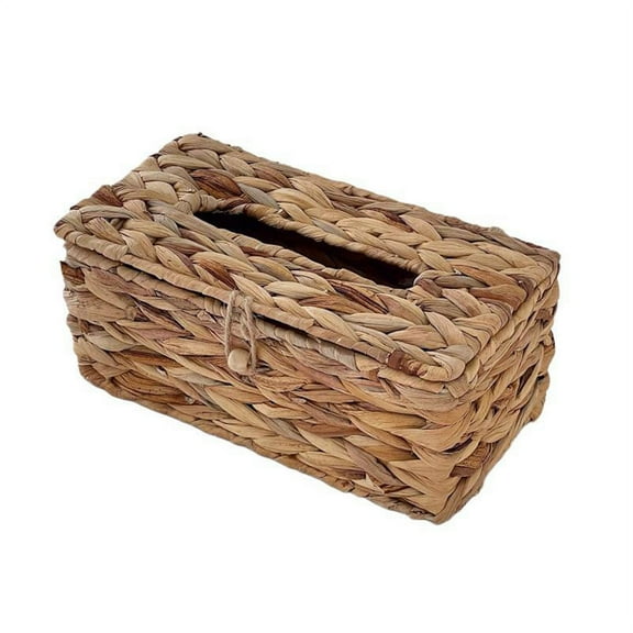 Water Hyacinth Woven Tissue Box Rattan Woven Lid Sanitary Paper Box