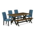 thumbnail image 2 of East West Furniture X677EL121-6 6-Piece Amazing Rectangular Dining Room Table Set a Superb Distressed Jacobean Modern Dining Table Top and Distressed Jacobean Dining Room Bench and 4 Wonderful..., 2 of 10
