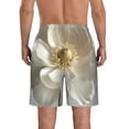 thumbnail image 3 of Kdxio Elegant Ivory Flower Pattern Mens Casual Shorts - Drawstring Summer Beach Sports Shorts for Men, 3 of 5