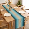 thumbnail image 3 of Turquoise Ombre Table Runner - 48 Inch Long Modern Yellow Gradient Farmhouse Art Cotton and Linen Blended Dress Scarves Farmhouse Table Runner for Kitchen Dining, Coffee Table, 13" x 48", 3 of 8