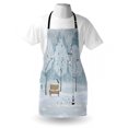 thumbnail image 3 of Christmas Apron Snow Falling in the Park on a Cold Winter Day Birds Lanterns Xmas Season Picture, Unisex Kitchen Bib Apron with Adjustable Neck for Cooking Baking Gardening, Blue White, by Ambesonne, 3 of 3
