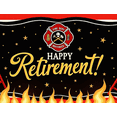 thumbnail image 3 of Decorative Design Happy Retirement Banner Firefighter Theme Red White Background for Event, 3 of 7