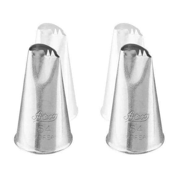 Ateco 64 Curved Petal Piping Cake Decorating Tubes, Plain Tips (2 Pc)