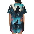 thumbnail image 6 of Fuzoiu Artistic Moon Valley Wolf Print Women's Short-Sleeved Pajama Set,Lounge Sleepwear Set,Womens Pajama Sets 2 Piece,Button-Up Top and Shorts with Pockets-3X-Large, 6 of 7