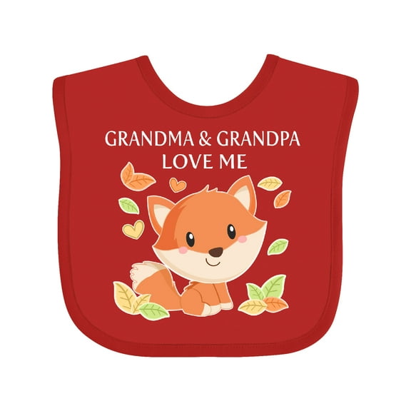 Inktastic Grandma and Grandpa Love Me- little fox Boys or Girls Baby Bib