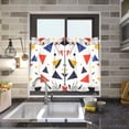thumbnail image 4 of Yayeee Kitchen Curtains Tier Pair Light Filtering 27"x24" Rod Pocket Short Cafe Window Panel, White Geometric, 4 of 7