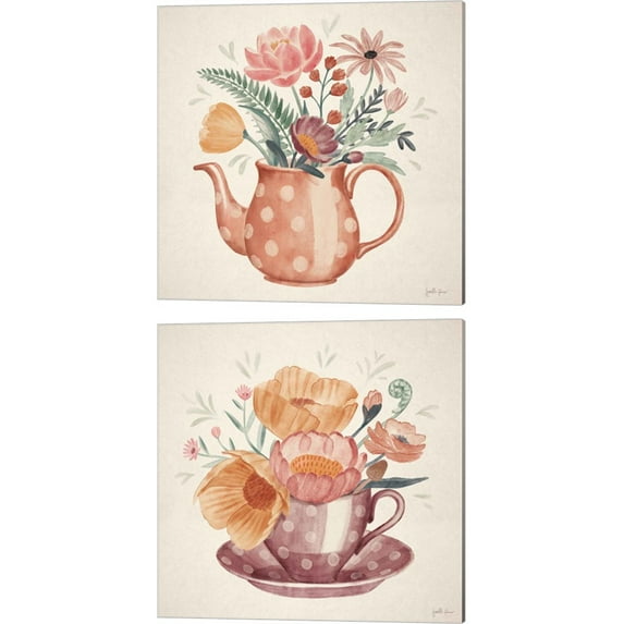 Great Art Now Cottage Botanical A by Janelle Penner 2 Piece Canvas Art Set Each 14W x 14H