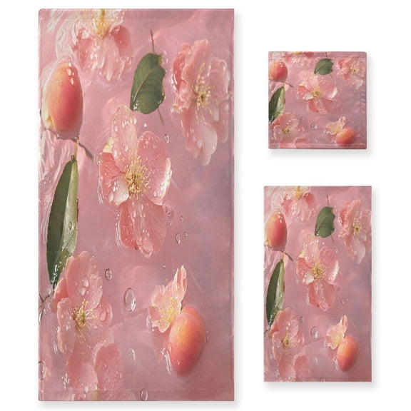 BZSMCE 3piece Bath Towel Sets Hand Bath Towels Fashion Floral Water Dance Printed Towel Sets