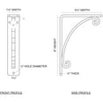 thumbnail image 2 of Ekena Millwork 1 1/2"W x 5 1/2"D x 8"H Legacy Wrought Iron Bracket, (Single center brace) (4-Pack), 2 of 5