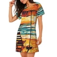 thumbnail image 2 of Easygdp Beach Umbrella Sunset Camisón de manga corta para mujer, informal, estampado, 2 of 6