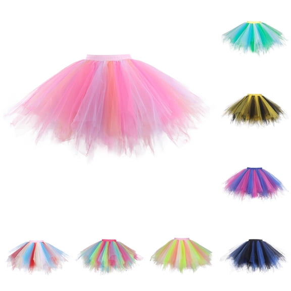 Women Christmas Dance Party Patchwork Tulle Skirt Holiday Party TuTu Ballet Skirts