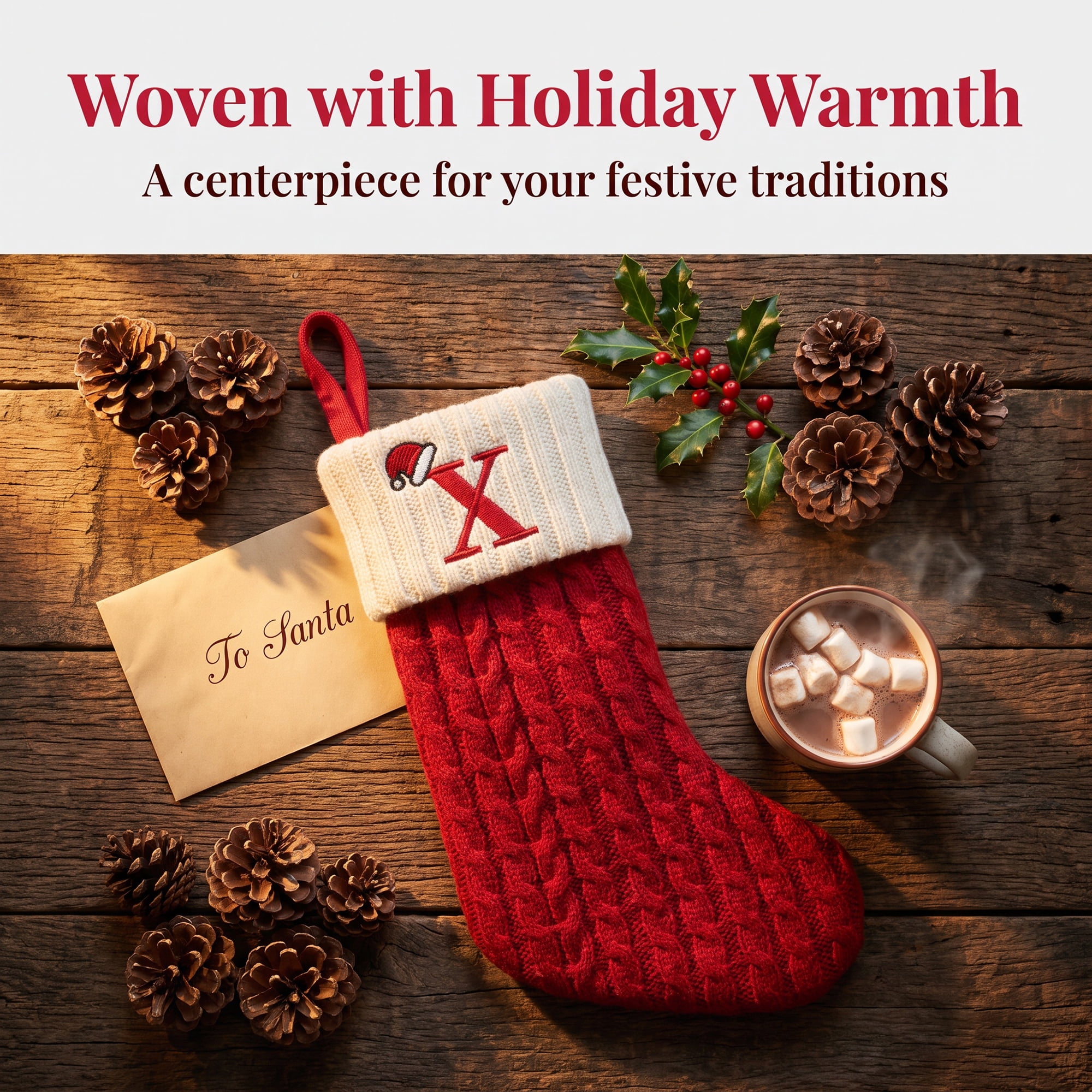 Unique Bargains Cartoon Christmas Luxury Grand Hearth Accent Stocking Letter X 8"