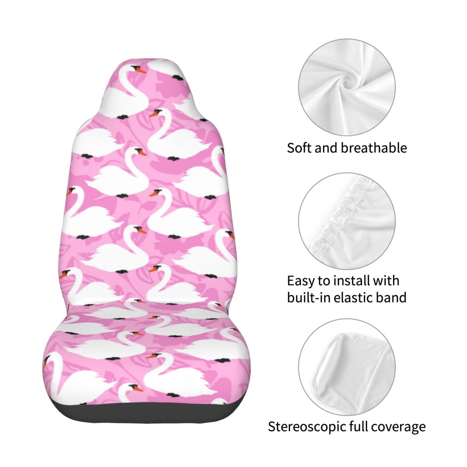 Naloa Beautiful Swans Car Seat Covers Universal Front Seat Coves for Car Accessories ,Padded Car Covers for Automotive, SUV, Truck, and Van