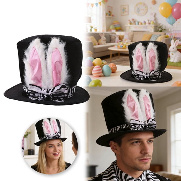 Easter Bunny Ear Flat Top Hat, Cute & Lightweight Rabbit Ears Hat Decoration, for Easter Parties, Family Gatherings